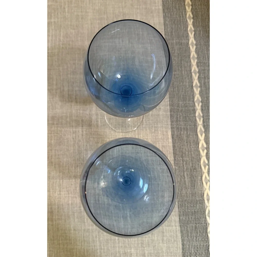 🍷 Lenox Blue Balloon Wine Glasses – Set of 2 – Hand Blown – 9